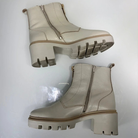 Antonio de Faria Lola Cream White Leather Lugged Sole Chelsea Boot Size 8 - Picture 7 of 12